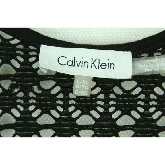 Calvin Klein Romper Shorts Lace Sheer Black Swimsuit Coverup Vacation L/XL Women - Picture 3 of 5